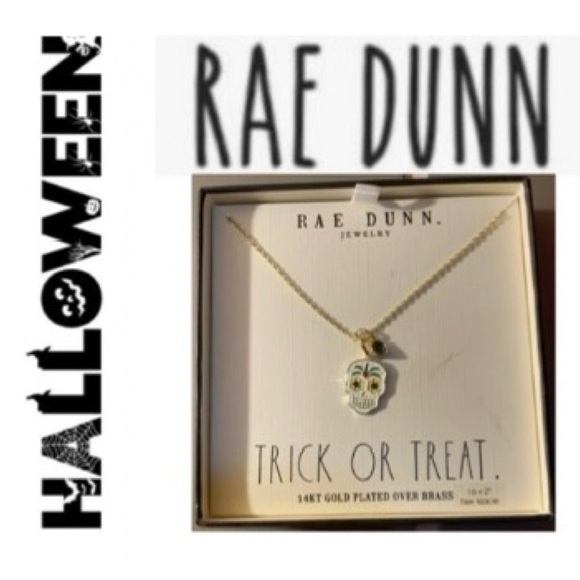 🎃 RAE DUNN Halloween Skull Trick or Treat Necklace NIB - Picture 1 of 14